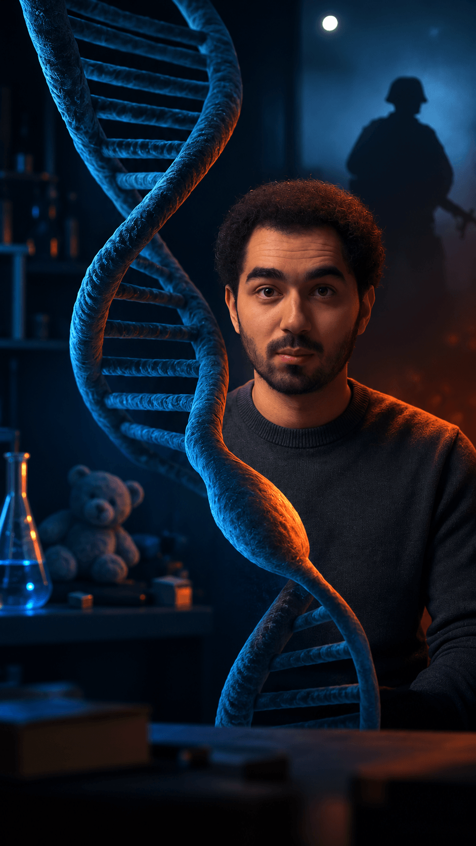 Samsung video 5: Baha Lajmi examining a transparent strip while wearing laboratory gloves